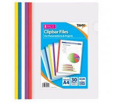 Tiger A4 Clip Bar Presentation File 5 Pack