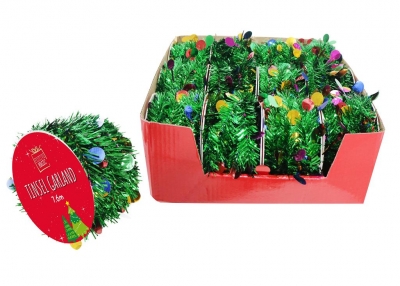 Christmas Rainbow Dots Tinsel Garlands 7.6m