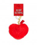 Valentines Day Heart Shaped Plush Pom Pom Keyring