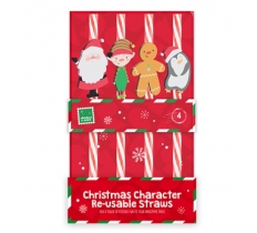 Festive Character Re-usable Straws 4pk