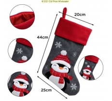 Deluxe Plush Grey Red Top Penguin Stocking 40cm X 25cm