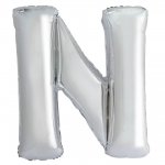 Silver Letter N Shaped Foil Balloon 34" Pack aged