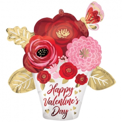 Super Shape Happy Valentines Day Paint Flowers Balloon