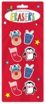 Shaped Christmas Erasers 8 Pack