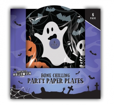 Halloween Paper Plates 22.5cm 8pk - Kids