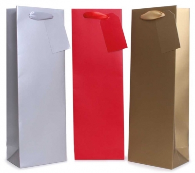 Christmas Gift Bottle bag Gold, Silver & Red ( 12 x 36 x8cm )