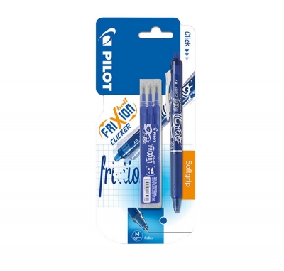 Pilot Frixion Erasable 0.7mm Blue Rollerball Pen & 3 Refills