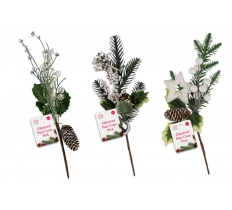 Artificial Glittered Pine Cone Pick 32cm