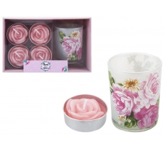 5pc Votive & Flower Tealight In Tray Box For Mum