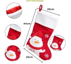 Deluxe Plush Red Snowman With 3D Hat Stocking 40cm X 25cm