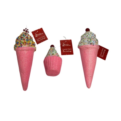 Hanging Ice Cream & Cupcake Glitter 7x16cm