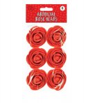 Valentines Day Artificial Rose Heads 6 Pack