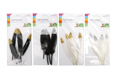 4Pc Glitter Top Craft Feathers