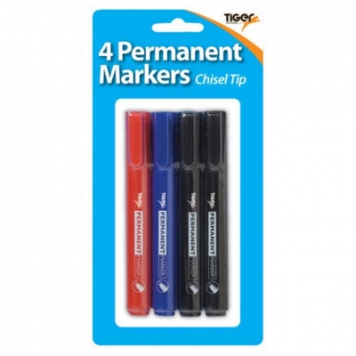 Tiger Chisel Tip Permanent Markers 4 Pack