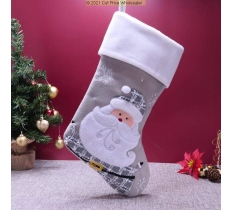 Deluxe Plush Silver Fluffy Beard Santa Stocking 40cm X 25cm