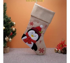 Deluxe Plush Hessian Penguin Stocking 40cm X 25cm