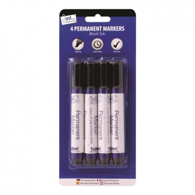 Tallon 4 Black Permanent Markers Chisel Tip