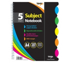 TIGER A4 5 SUBJECT TWINWIRE NOTEBOOK