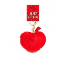 Valentines Day Heart Shaped Plush Pom Pom Keyring