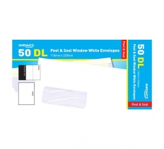DL White 110 x 220mm Peel & Seal Window Envelopes 50 Pack