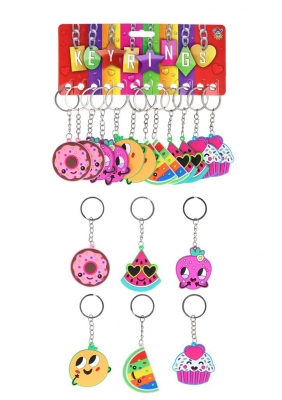 Fruity Sweet Keychains (5cm) 6 Assorted Designs X 12PC