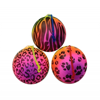 Animal Neon Print 10" ( 25cm ) Ball With Keychain / Keyring