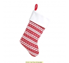 Deluxe Plush Red Nordic Classic Stocking 40cm X 25cm