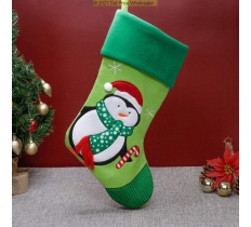 Deluxe Plush Lime Green Top Penguin Stocking 40cm X 25cm
