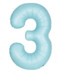 34" Unique Matte Blue Number 3 Foil Balloon