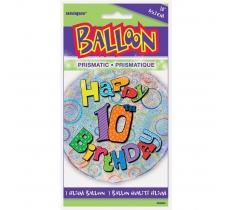 Age 10 Birthday Prism Round Foil Balloon 18"