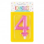 Metallic Pink Number 4 Birthday Candle