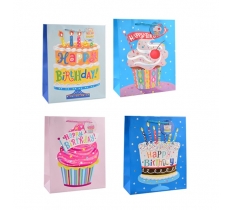 Childrens Foiled Birthday Cake Large Gift Bag 30x42x12cm