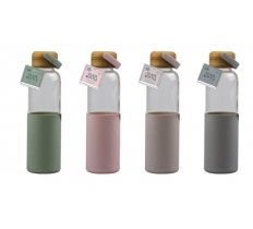 Natural Glass Water Bottle With Bamboo Lid 500ml