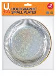 Holographic Small Plates Gold & Silver, 8 Pack