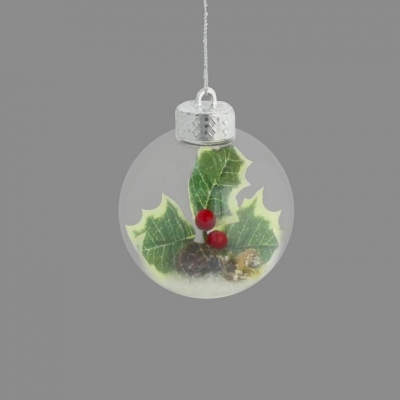 Holly Cone & Snow 8cm Bauble