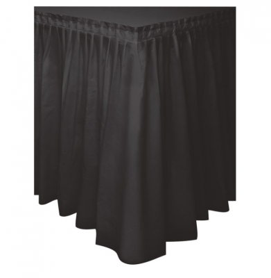 Black Solid Plastic Table Skirt 29" x 14 ft