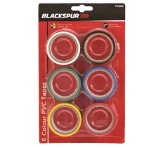 Blackspur 6 Rolls Of Pvc Tape - 2.7M X 18mm