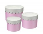 Hat Box Purple With Silver Scalloped Set Of 3