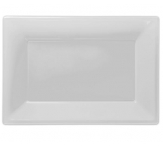 Frosty White Plastic Serving Platters - Pack g/3