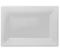 Frosty White Plastic Serving Platters 3 Pack