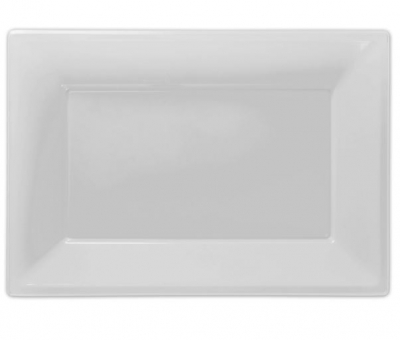 Frosty White Plastic Serving Platters - Pack g/3