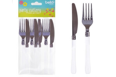 Reuseable Party Cutlery Set 8Pc White