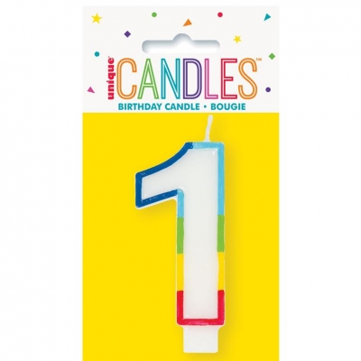 Rainbow Border Number 1 Birthday Candle