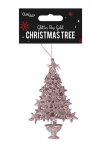 Rose Gold Glittered Christmas Tree Decoration 16cm X 10cm X 3cm