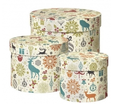 3pc Artic Deer Hat Box