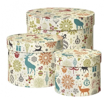 3pc Artic Deer Hat Box