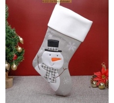 Deluxe Plush Silver Knitted Snowman Stocking 40cm X 25cm