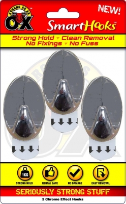 SERIOUSLY STRONG REMOVABLE HOOK CHROME 3 Pack