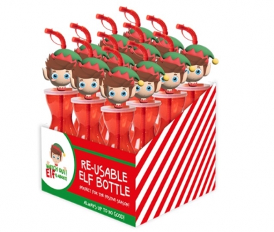 Elf Head Plastic Bottle With Flexi Straw