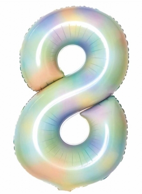 Large Number 8 Pastel Rainbow 35" Foil Balloon